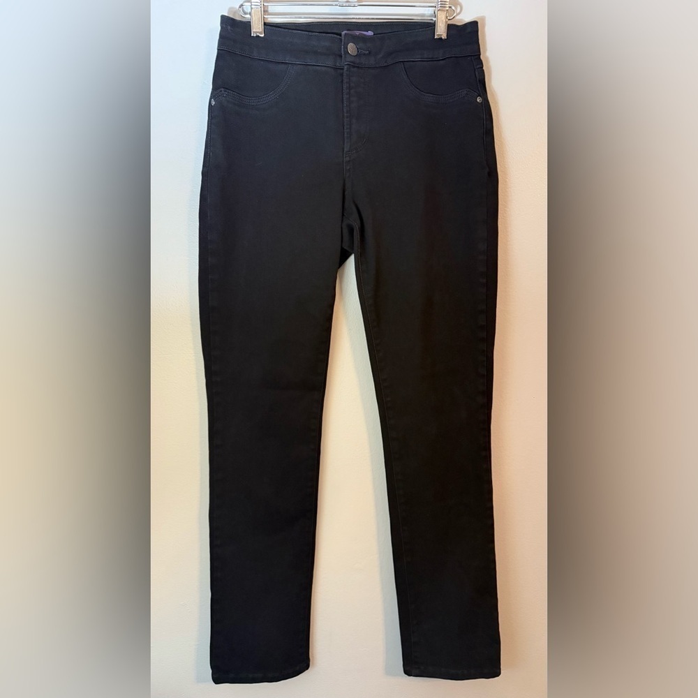 NYDJ Women's Black Denim Leggings with Faux Front Pockets Size 4